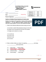 Answer Key: Dimensions International College Science Topical Test 4 Energy Topics Cambridge Primary (Year 6)