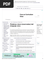 Palabras Clave (Reservadas) Del Lenguaje Java - Tutorial de Java