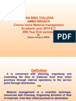 Oda Bisil Collega Ambo Branch Course Name:material Management Acadamic Year-2014 E.C 3RD Year First Semister