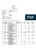 Account Statement From 14 Oct 2022 To 1 Dec 2022: TXN Date Value Date Description Ref No./Cheque No. Debit Credit Balance