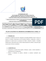 Plano Analitico Hidraulica Geral II