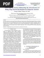 Analyzing The Factors Influencing The Attractiveness of Dong Thap Tourist Destination For Domestic Tourists