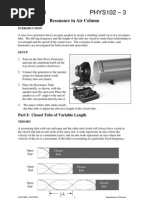 26-Sep-10 PHYS102 - 3: Resonance in Air Column