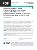 Effectiveness of Manual Therapy and Cervical Spine Stretching Exercises On Pain and Disability in Myofascial Temporomandibular Disorders Accompanied by Headaches: A Single-Center Cohort Study