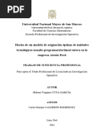 Universidad Nacional Mayor de San Marcos: Facultad de Ciencias Matemáticas Escuela Profesional de Investigación Operativa