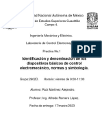 Practica 1 Control. Identificación y Denominación de Los Dispositivos Básicos de Control Electromecánico, Normas y Simbología.