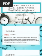 Cultural Competence in Health History Physical Examination and Influence of Cultural and Health Belief Systems On Health Practices