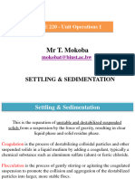 CHEE 220 Lecture Settling & Sedimentation