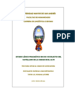 Universidad Mayor de San Andrés: Facultad de Humanidades Carrera de Lingüística E Idiomas