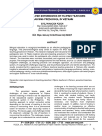 Research On Lived Experiences of Filipino Teachers Teaching Preschool in Vietnam