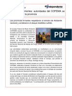 Las Provincias Firmantes Respaldaron Al Ministro de Ambiente Nacional y Condenaron El Ataque Mediático Sufrido