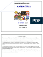 PLANIFICACIÓN ANUAL - MATEMAT 5° Grado - 2018