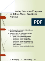 Continuing Education Programs On Ethico Moral Practice in Nursing