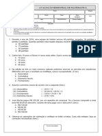 Avaliação Bimestral de Matématica - 6 Ano