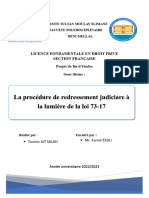 Pfe Redressement Judiciaire À La Lumière de La Loi 73-17