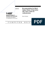 C O M P U T E R S E C U R I T Y: Recommendation For Block Cipher Modes of Operation: The CMAC Mode For Authentication