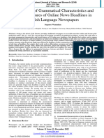 An Analysis of Grammatical Characteristics and Lexical Features of Online News Headlines in English Language Newspapers