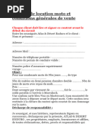 Contrat de Location Moto Et Conditions Generales de Vente