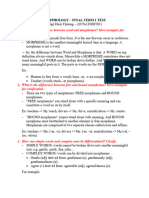 Morphology - Final Term 1 Test