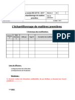 Procédure - Echantillonnage de Matières Premières