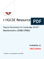 Probability I - Mark Scheme