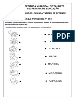 1ano LINGUA PORTUGUESA Ativ07 Escrita Alfab®tica e Sons Da Fala