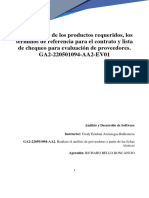 GA2-220501094-AA2-EV01 Ficha Técnica de Los Productos Requeridos, Los Lista de Chequeo para Evaluación de Proveedores.