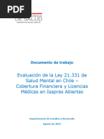 Evaluación de La Ley 21.331 de Salud Mental en Chile - Cobertura Financiera y Licencias Médicas en Isapres Abiertas