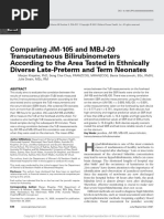 Comparing JM-105 and MBJ-20 Transcutaneous Bilirubinometers According To The Area Tested in Ethnically Diverse Late-Preterm and Term Neonates