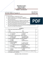 Half Yearly Grade 11 SOCIOLOGY