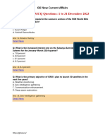 Monthly Current Affairs MCQ 1 To 31 December 2023 English