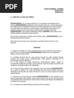 Denuncia de Muerte Ante Ministerio Publico para Juicio Intestamentario Civil