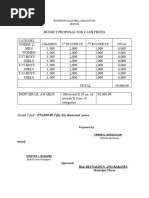 Budget Proposal For Cash Prizes