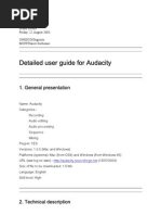 Detailed User Guide For Audacity: 1. General Presentation