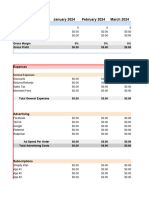 Shopify Monthly Profit - Loss Sheet