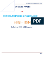 Notes - B.tech CSE - VIII - Neural Network & Fuzzy Logic