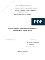 Reflexion Critica Fundamentos Legales SUBSISTEMA DE EDUCACION BASICA