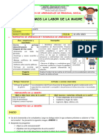 Valoramos La Labor de La Madre: Sesión de Aprendizaje de Personal Social