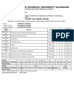 I.K.Gujral Punjab Technical University Jalandhar: Grade Cum Marks Sheet