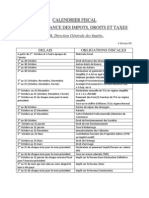 CalenDrier Fiscal Date D'echeance Des Impots, Droits Et Taxes