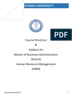 Course Structure & Syllabus For Master of Business Administration (M.B.A) Human Resource Management (HRM)