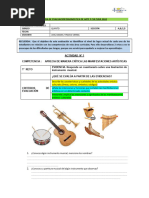 Ficha de Evaluación Diagnóstica de Arte y Cultura 5to 2024