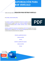 Carta de Autorizacion para Retirar Vehiculo