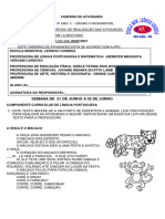 Atividades 3º Ano C - Período de Realização 21-06-2021 A 02-07-2021 (Devolver Dia 05-07-2021) Escola Leôncio Correia