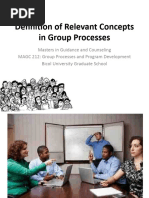 Group Processes - Masters in Guidance and Counseling - Group Processes and Program Development - Bicol University Graduate School