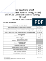 Physics Equation Sheet (8464) Insert