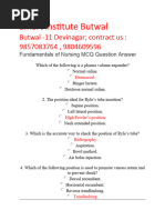 Fundamentals of Nursing MCQ Question Answer