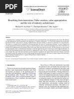 Benefiting From Innovation Value Creation, Value Appropriation and The Role of Industry Architectures