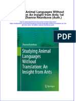 Textbook Studying Animal Languages Without Translation An Insight From Ants 1St Edition Zhanna Reznikova Auth Ebook All Chapter PDF