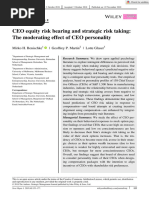 Strategic Management Journal - 2018 - Benischke - CEO Equity Risk Bearing and Strategic Risk Taking The Moderating Effect